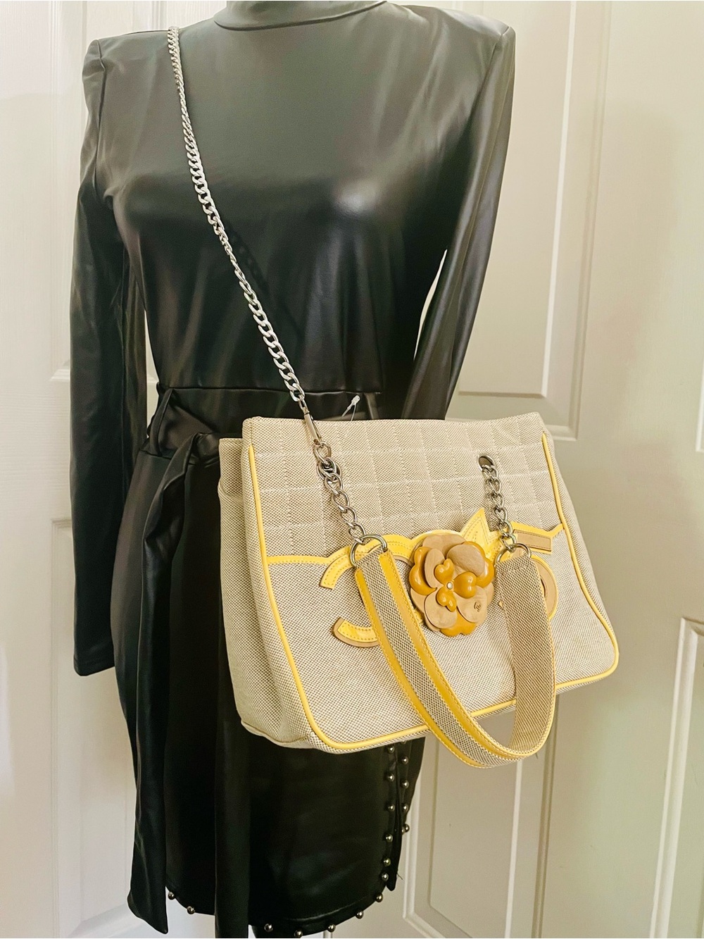 Chanel Tote No.5 Camellia Coco Mark Canvas Bag